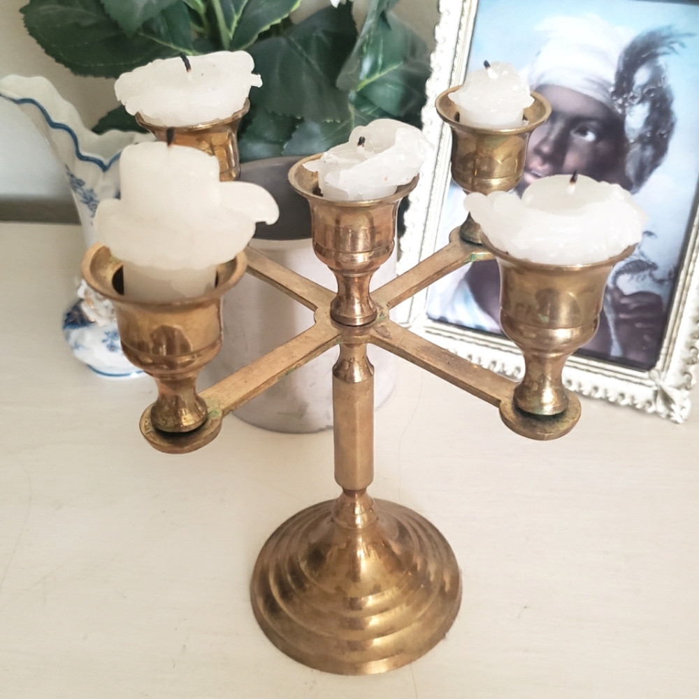 Brass Mid Century Candleabra Set - Picture 6 of 6